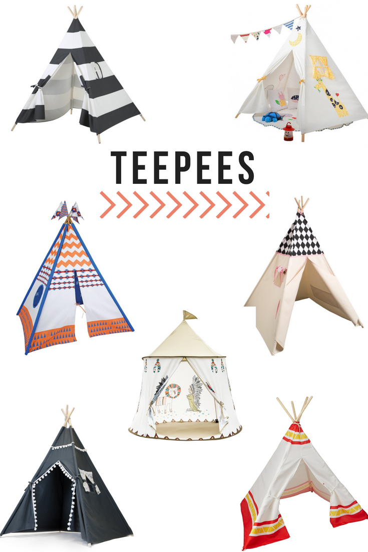 Teepees for Kids These teepee ideas for boys and girls make awesome reading corners and forts! Whether you’re designing a playroom or nursery or looking for how to make your backyard more fun, these teepees are exactly what you’ve been looking for! With a great selection of DIY No Sew teepees plus the best teepees to buy for every budget & style, this is the ultimate guide to teepee ideas for kids! #teepee #playroom #kidsinteriors