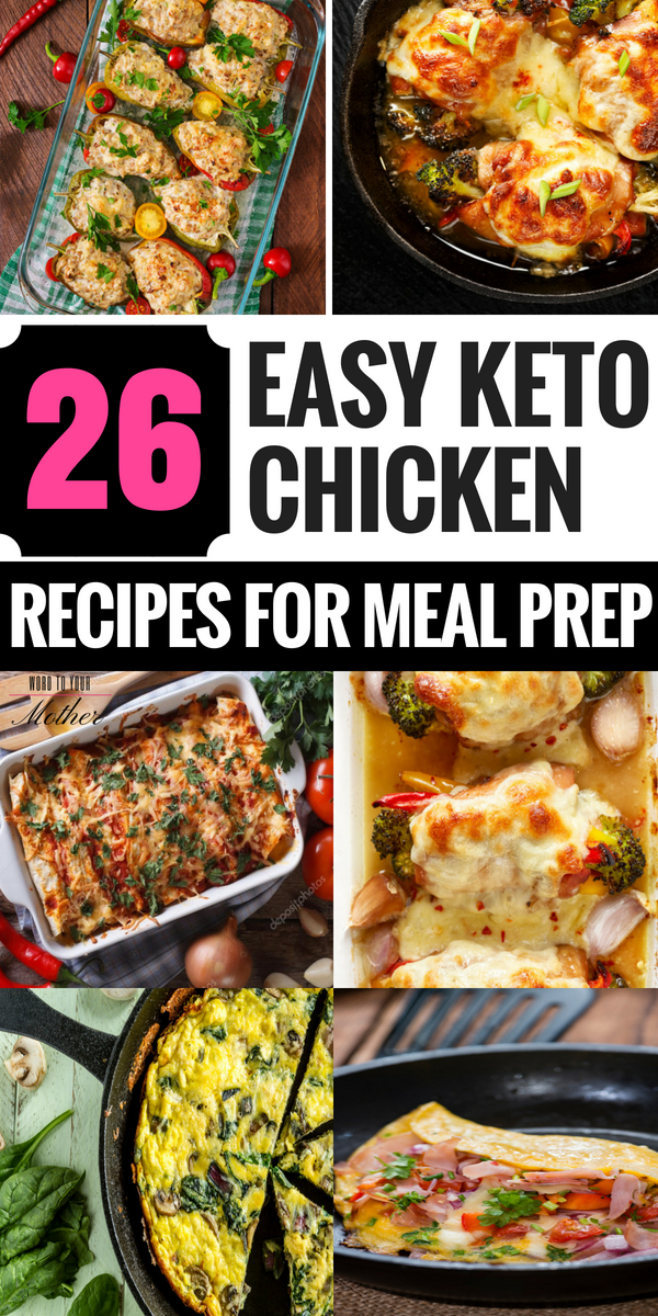 26 Easy Keto Chicken Dinner Recipes Perfect for Meal Prep Ketogenic chicken recipes! I’ve lost over 80 pounds on the keto diet & these are my favorite chicken recipes to meal prep! The low carb chicken casseroles are super easy to make ahead for my family & the crockpot recipes are perfect for weeknight meals! Whether you’re new to keto or a pro, you’ll find a new fave keto recipe to love in this collection! #keto #ketogenic #ketodiet #ketorecipes #ketogenicdiet #lowcarb #mealprep #crockpot