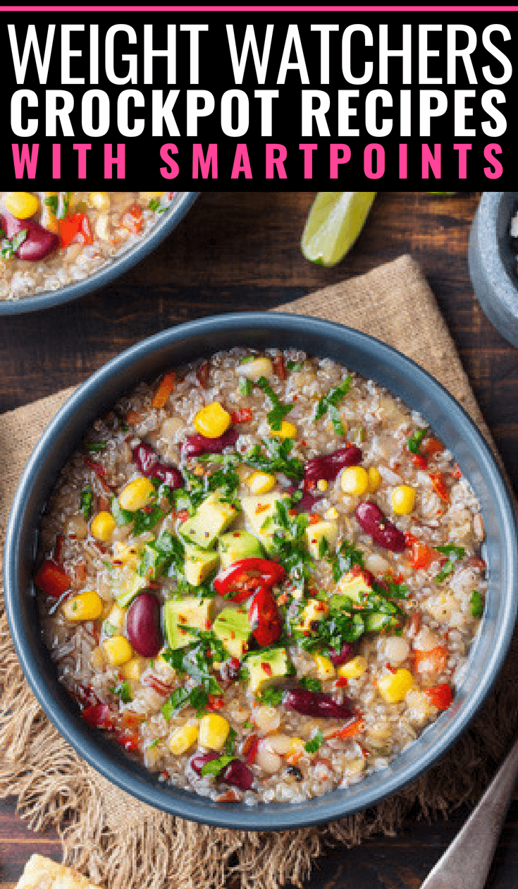 If you’re on the Weight Watchers diet then you need these 28 weight watchers crockpot recipes with Freestyle Points to make life easy! We’re talking chicken, chili, ground turkey, slow cooker pot roast, and taco soup! Healthy, hearty weight watchers crockpot recipes to help you lose weight & feed your family! Easy weight watchers meals with points. Because it works! #weightwatchers #ww #smartpoints #weightlossrecipes #crockpot #crockpotrecipes
