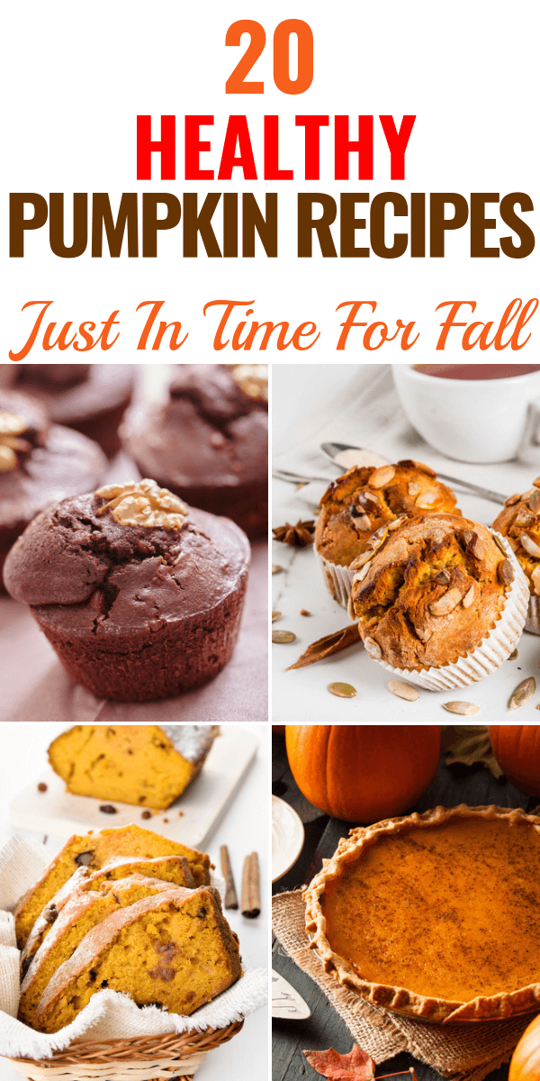 20 Healthy Pumpkin Recipes! Looking for healthy pumpkin recipes? These clean eating pumpkin desserts, muffins, and appetizers are perfect for satisfying your sweet tooth without adding calories! Whether you’re looking for gluten-free, vegan, or paleo pumpkin recipes, this collection of guilt-free treats won’t disappoint! #healthyrecipes #healthy #pumpkinrecipes #pumpkin
