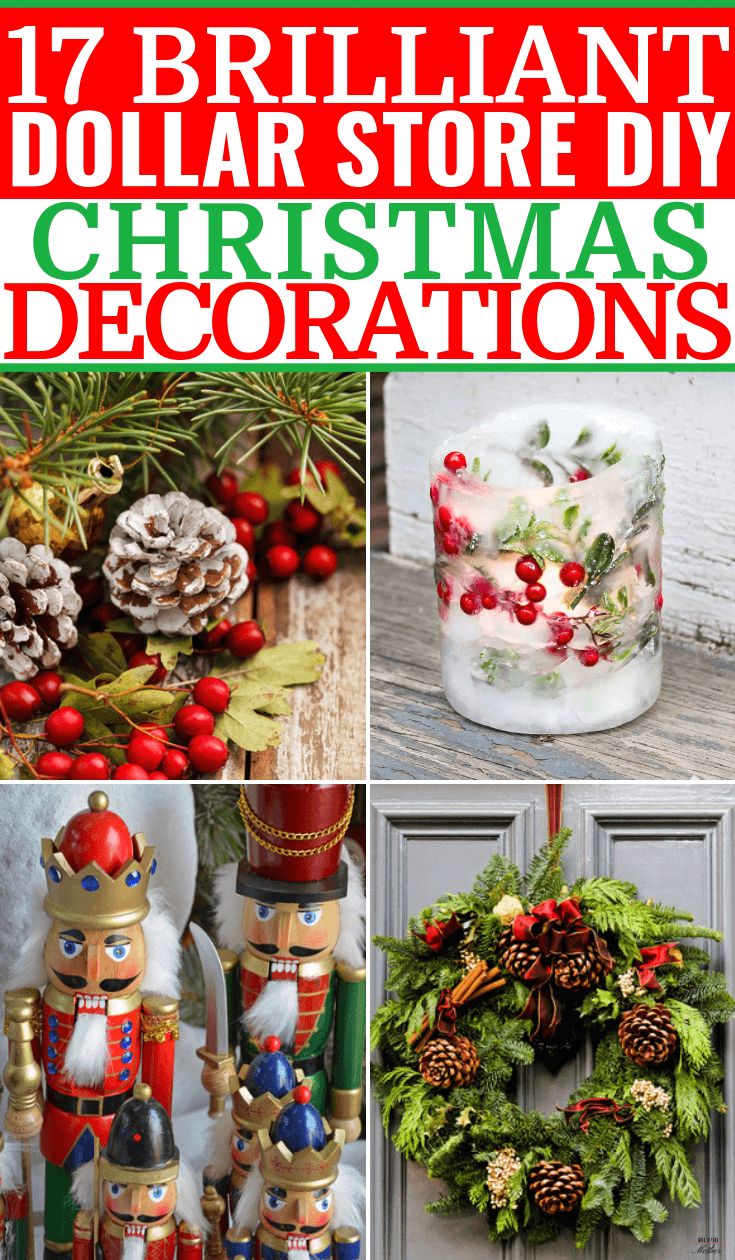 17 Dollar Store DIY Christmas decorations that won’t break your budget! Homemade Christmas decorations that look expensive, but they’re all dollar store DIYs! From rustic and country to vintage and more these DIY decor crafts are fabulous! Wreaths, centerpieces, apothecary jars, and fun decor for kids! Affordable Christmas decor that’ll get your home ready for the holidays! #diyChristmasdecorations #diyChristmasdecor #Christmasdecor